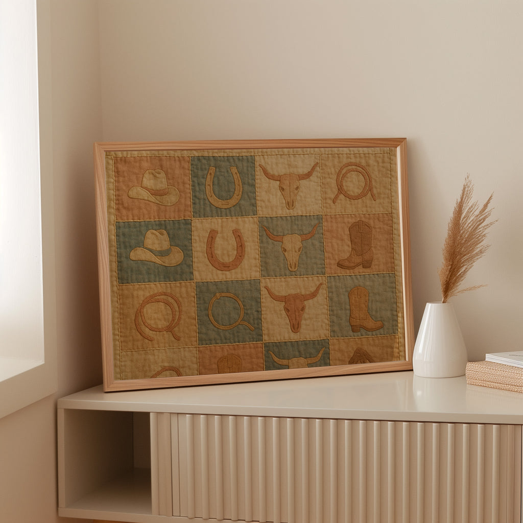 Western Icons Patchwork Quilt Print