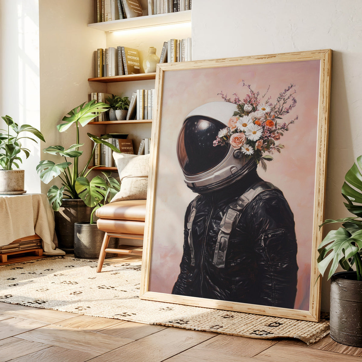 Astronaut with Blossoms on Blush