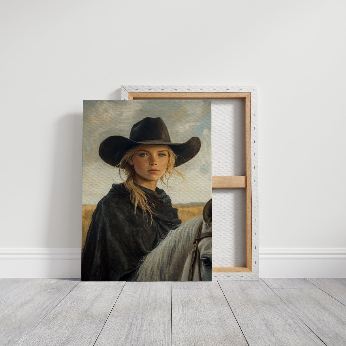 Cowgirl and Her White Horse