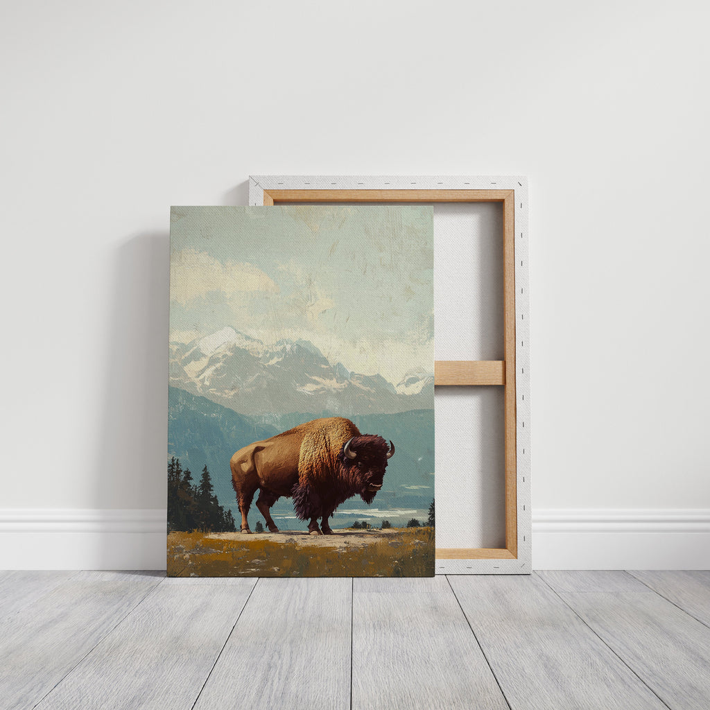 Bison Beneath the Mountain Sky