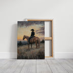 Evening Watch – Cowgirl and Horse at Sunset