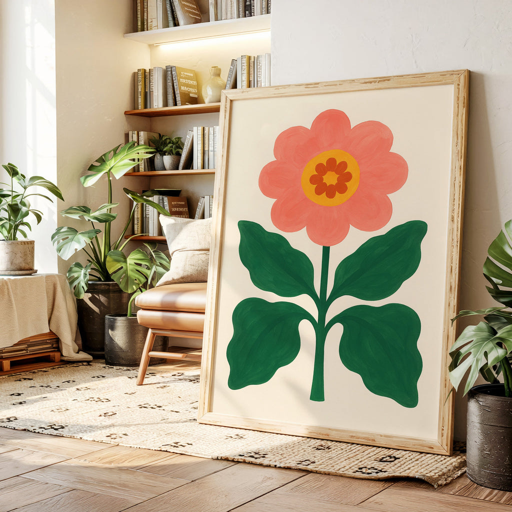 Sunny Bloom in Coral and Green