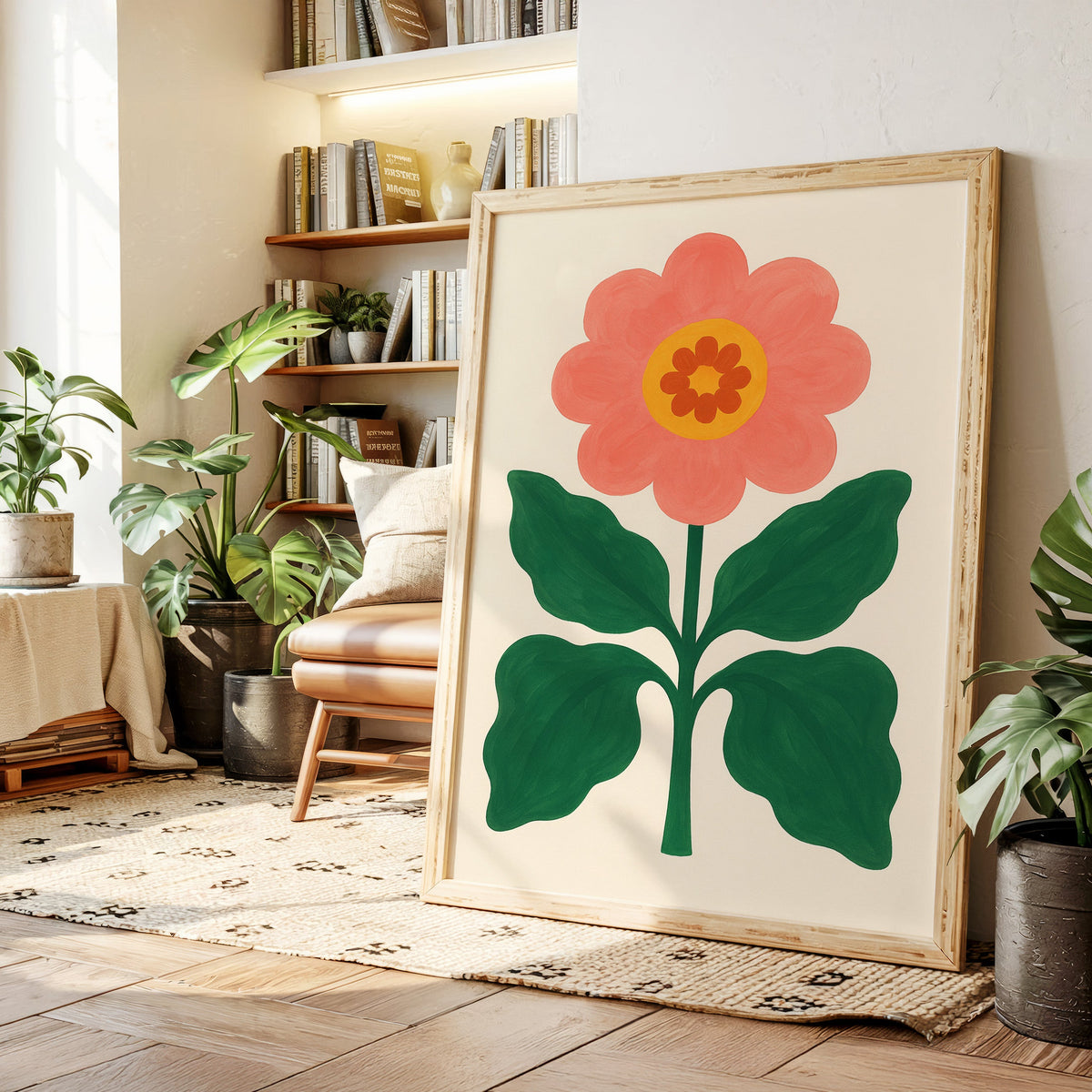 Sunny Bloom in Coral and Green