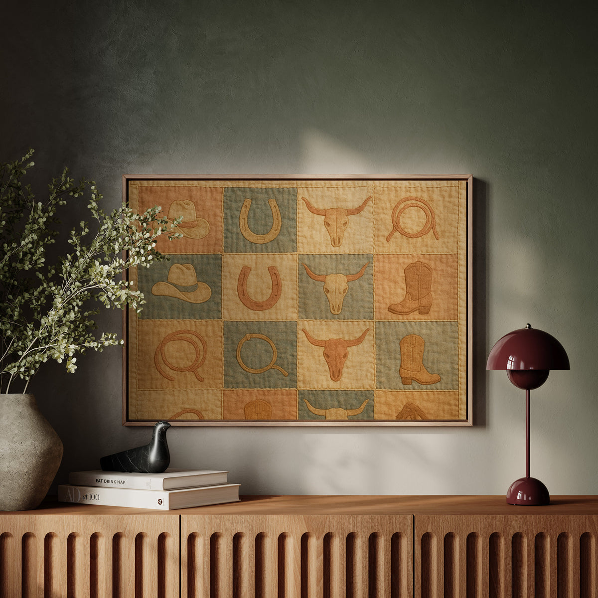 Western Icons Patchwork Quilt Print
