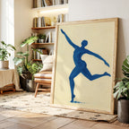 Leaping Figure in Indigo Grace