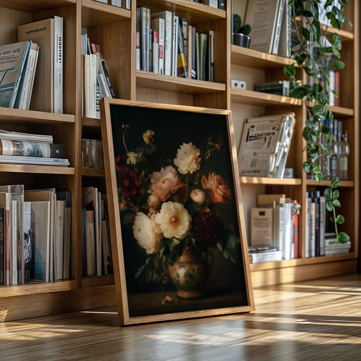 Baroque Peonies in Earthen Vase