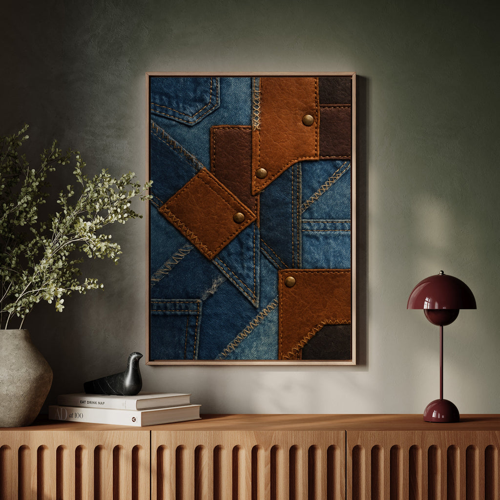 Western Patchwork Denim and Leather Print