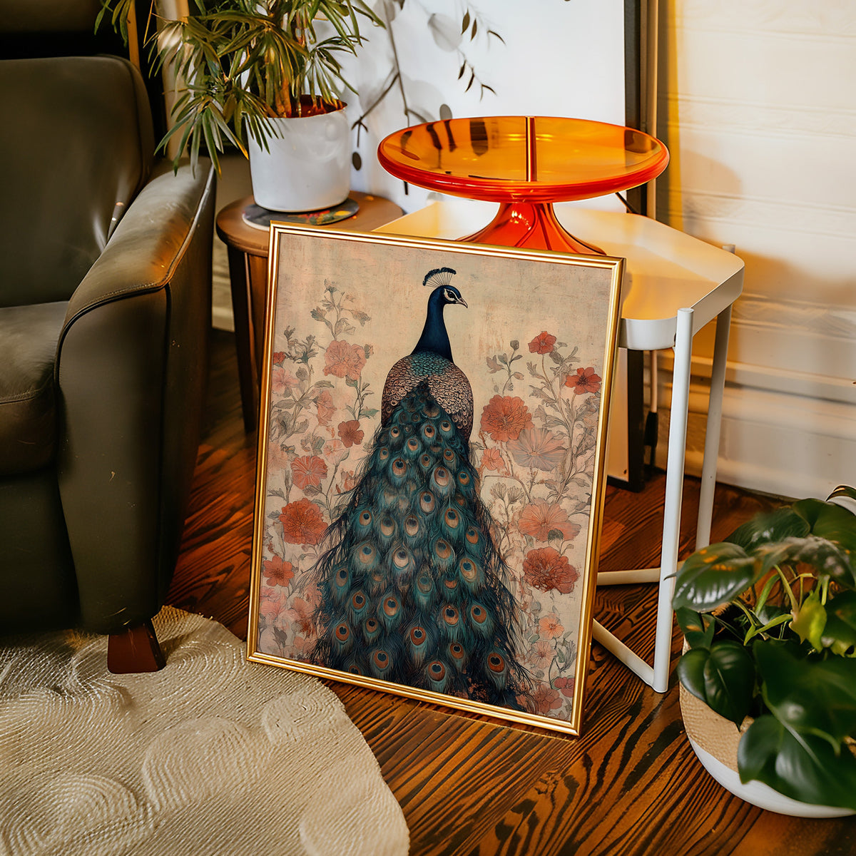 Antique Elegance with Scarlet Bloom