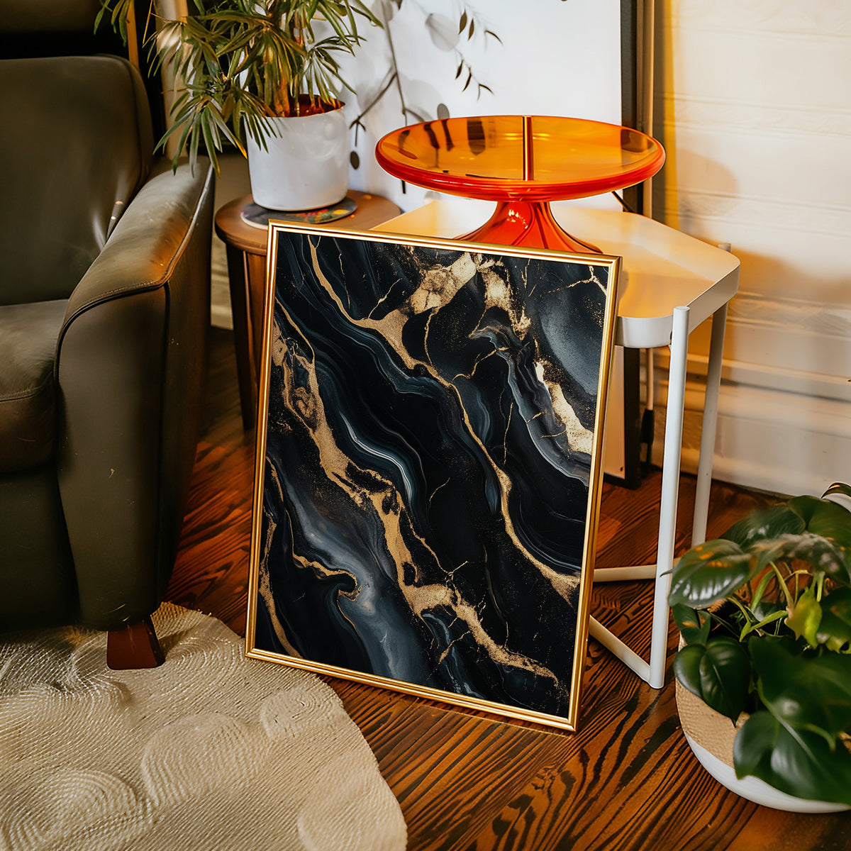 Black Marble Blaze with Liquid Gold