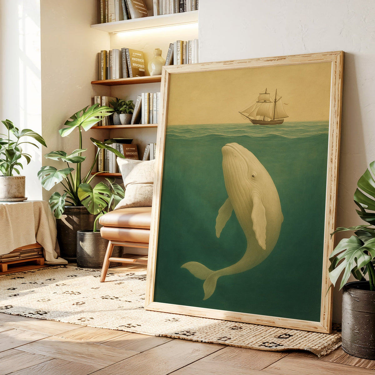 Whale Beneath the Golden Horizon