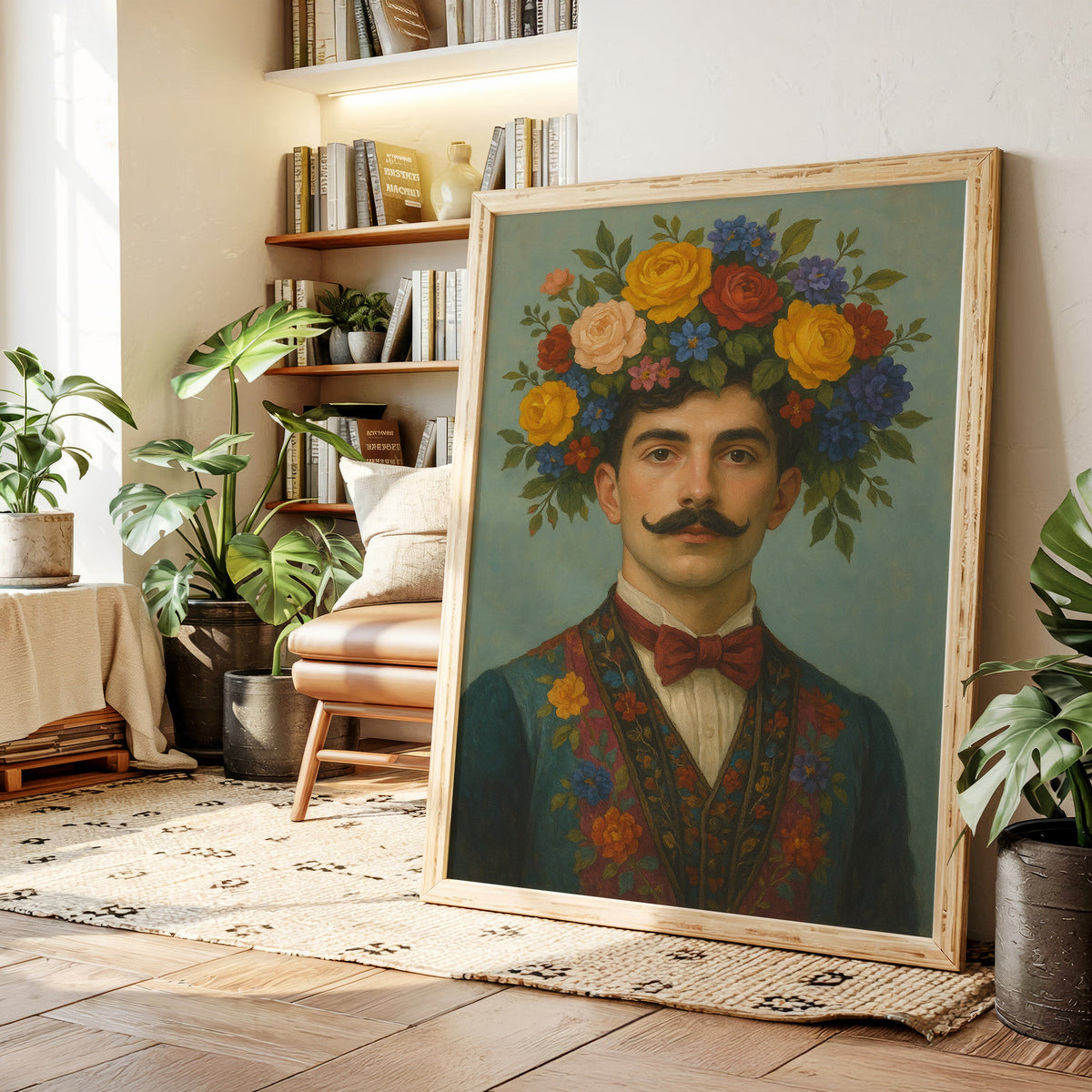 Floral Nobleman in Crimson Bowtie