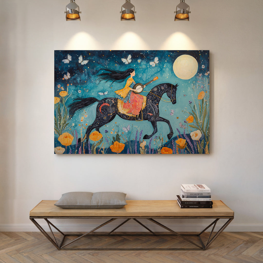 Moonlit Melody on Midnight Horseback
