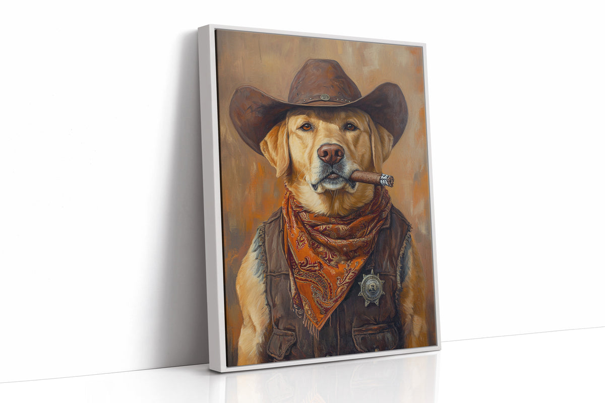Golden Retriever Sheriff with Western Swagger