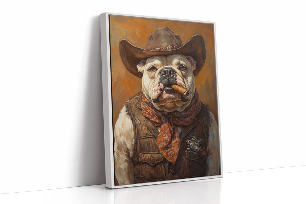 Bulldog Sheriff with a Cigar and Scowl