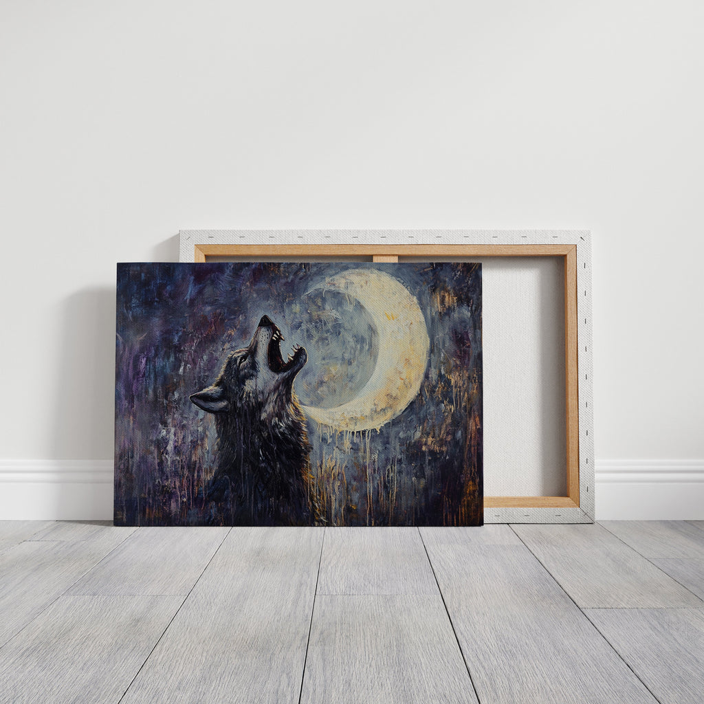 Lone Wolf Howl Under the Moon