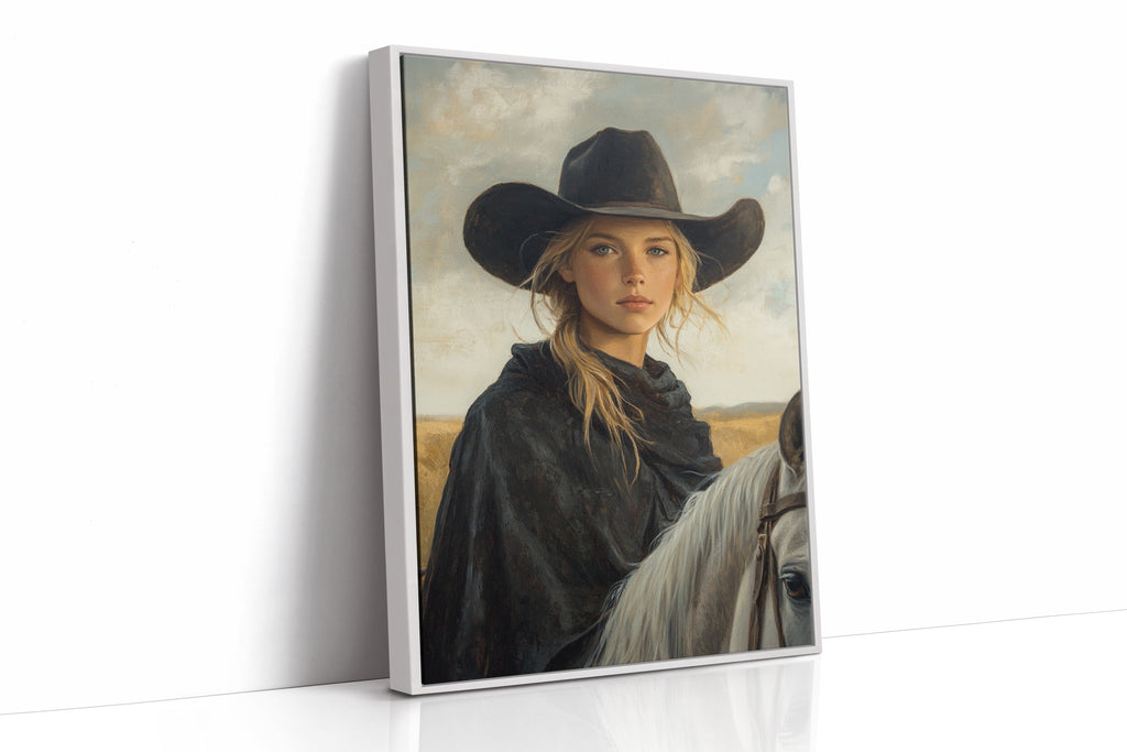Cowgirl and Her White Horse