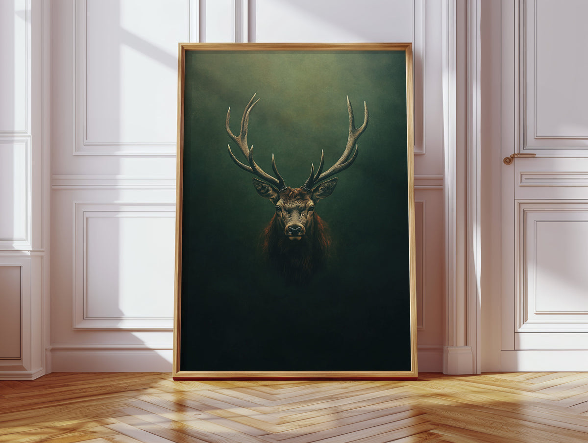 Crowned Stag in Forest Shadows