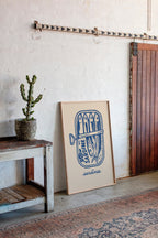 Retro Sardine Tin Wall Art – Blue & Beige Kitchen Decor