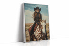 Desert Reins – Cowgirl on Paint Horse Portrait