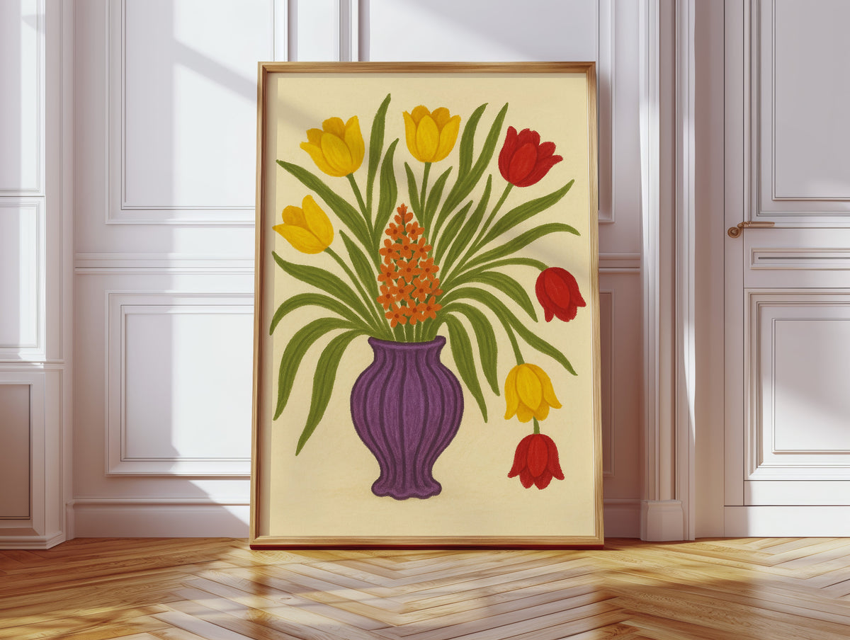 Tulips in a Plum Vase
