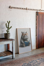 Baby Hippo Reading with Glasses