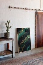 Gilded Cells in Deep Emerald Flow