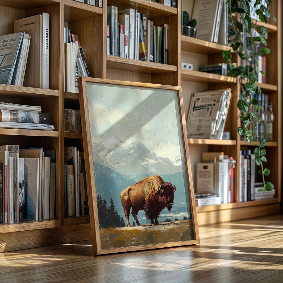 Bison Beneath the Mountain Sky
