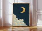 Golden Moon Over Soft Clouds