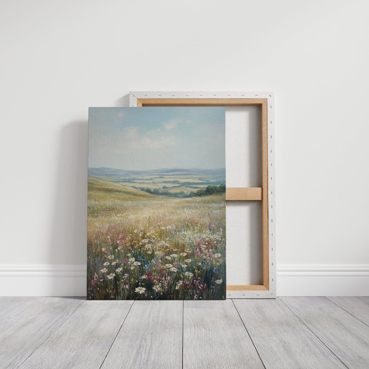 Wildflower Meadow Landscape – Serene Summer Countryside Wall Art Print
