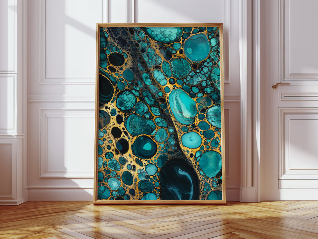 Golden Currents Beneath Turquoise Skin