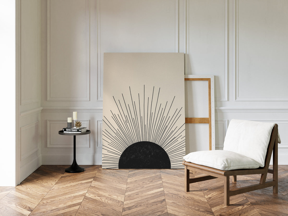 Minimal Black Sunburst Rising