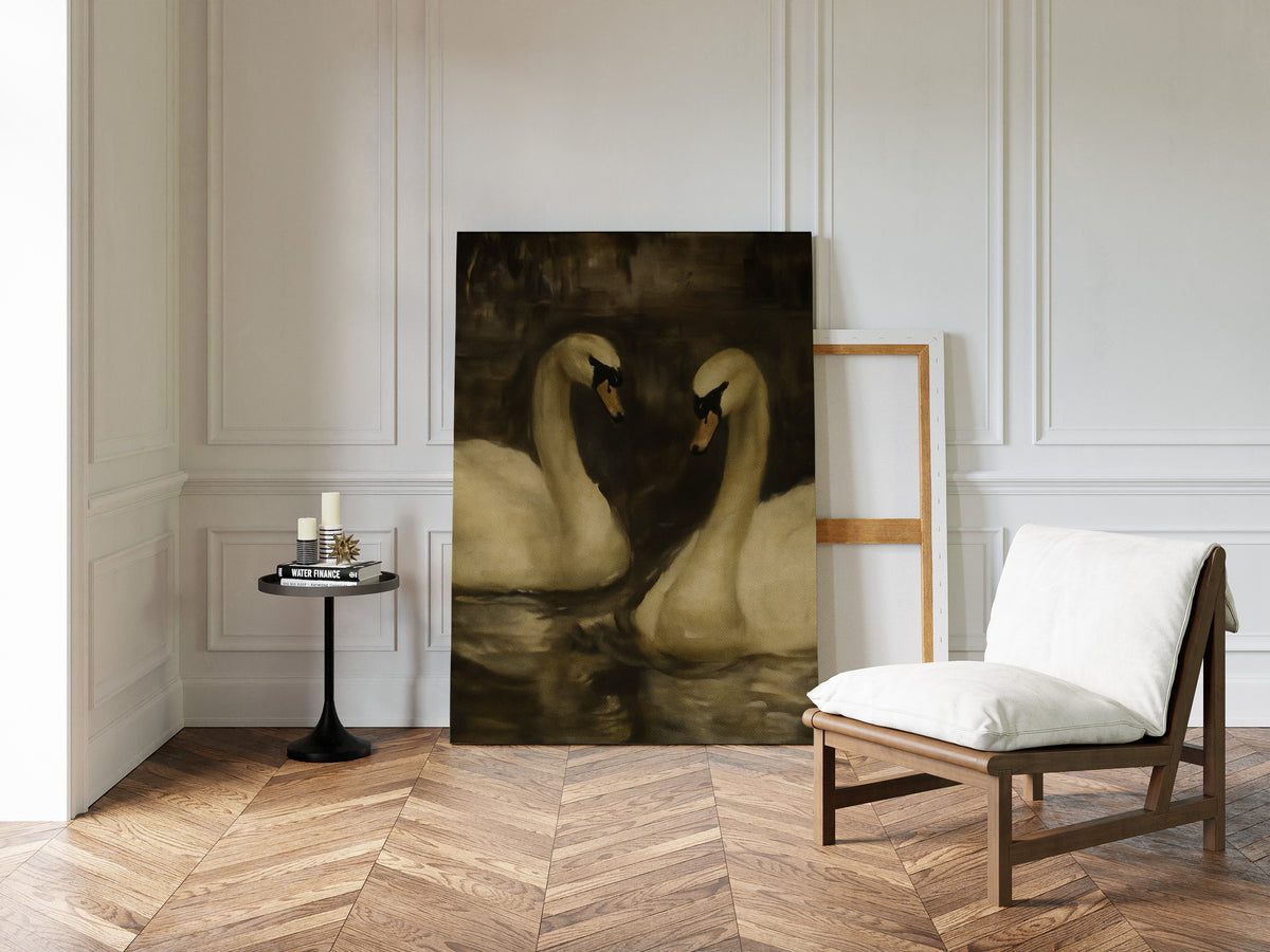 Two Swans in Quiet Reflection
