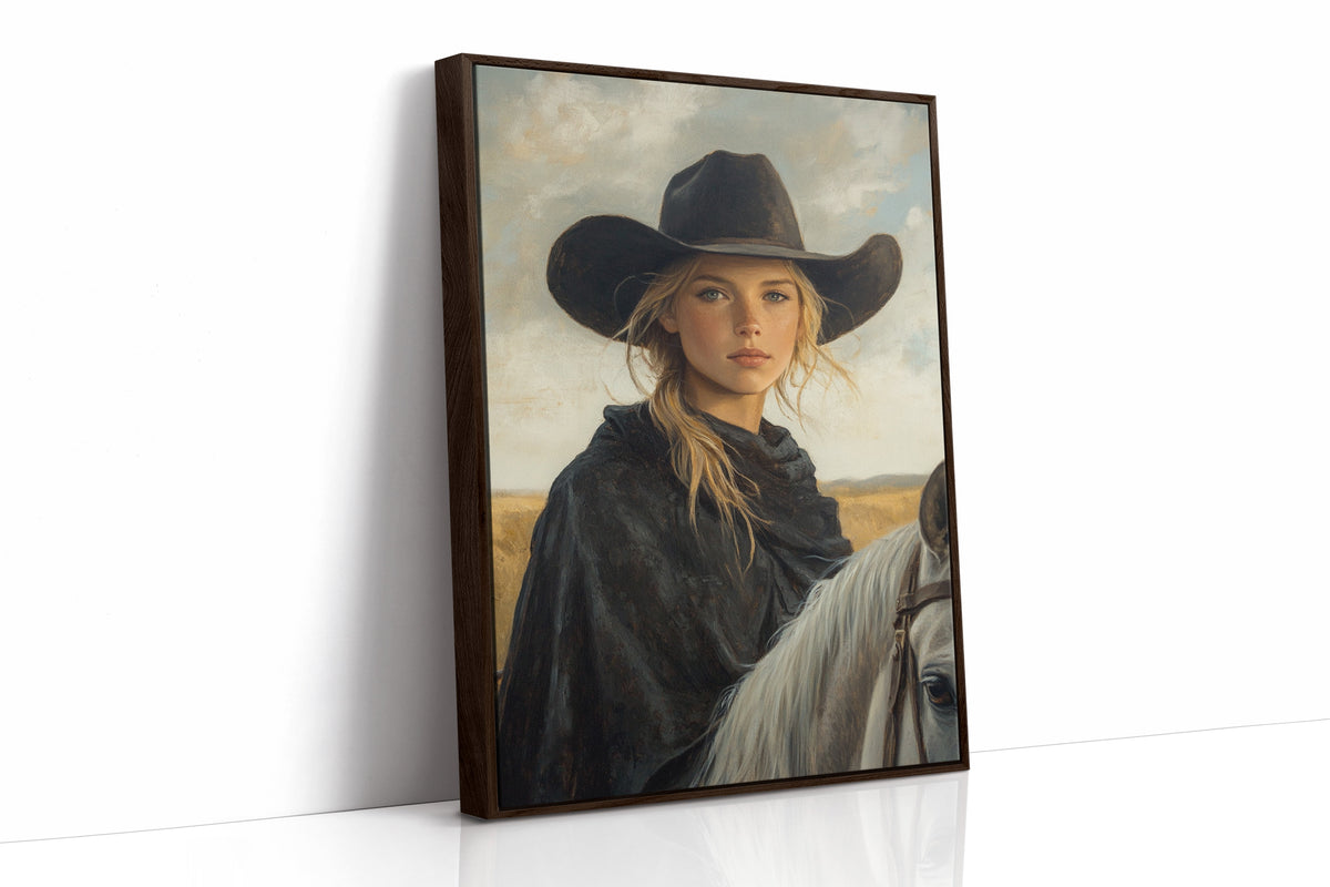 Cowgirl and Her White Horse