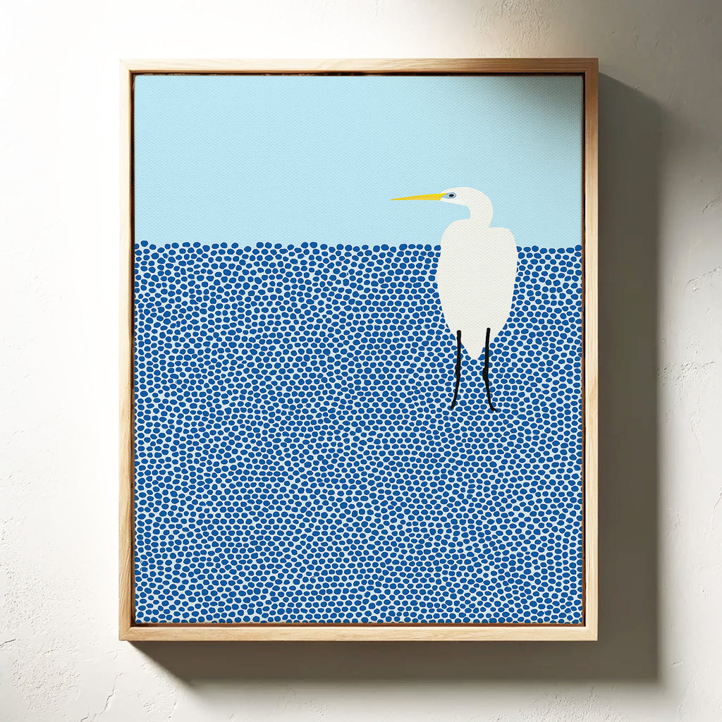 Egret in Blue Dotted Waters