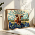 Texas Icon – Longhorn and Bluebonnets Pop Art