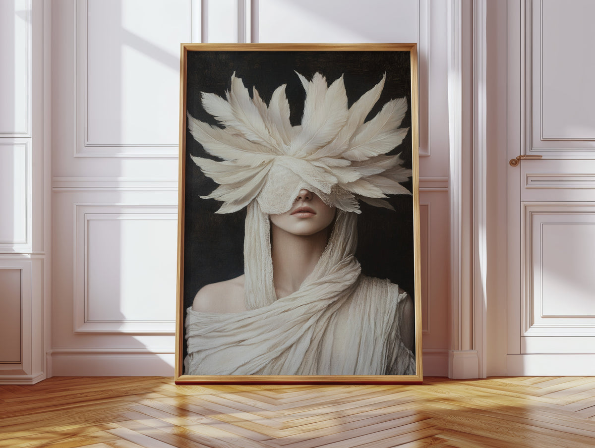 Silent Priestess in Ivory Plumes