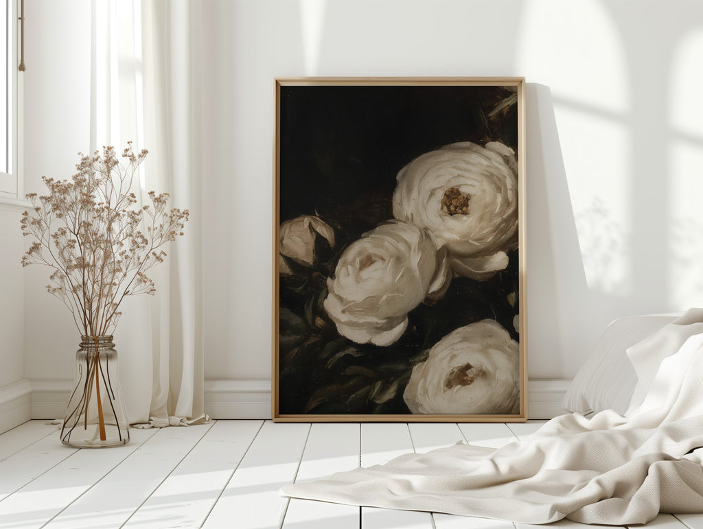 Ivory Roses in Baroque Shadow
