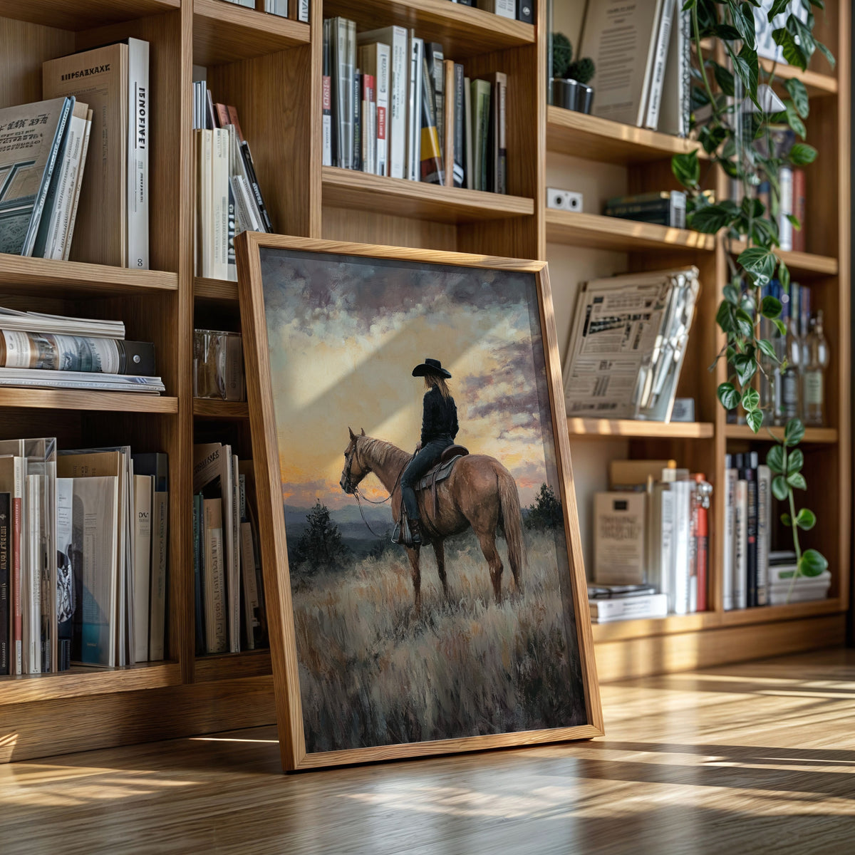 Evening Watch – Cowgirl and Horse at Sunset