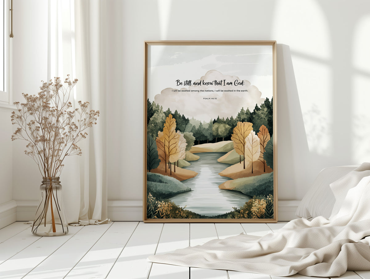 Be Still Autumn River Psalm Print