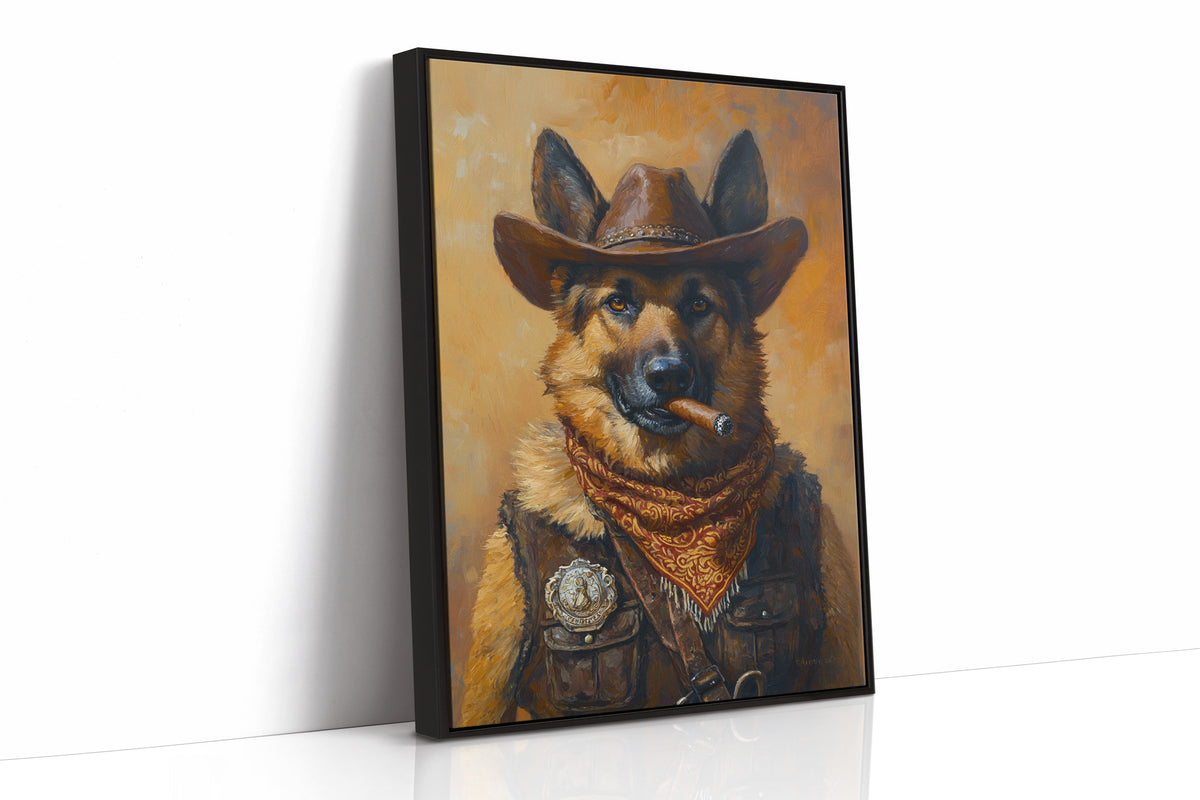 German Shepherd Sheriff in the Saddle