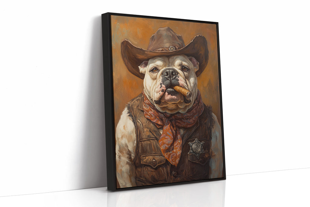 Bulldog Sheriff with a Cigar and Scowl
