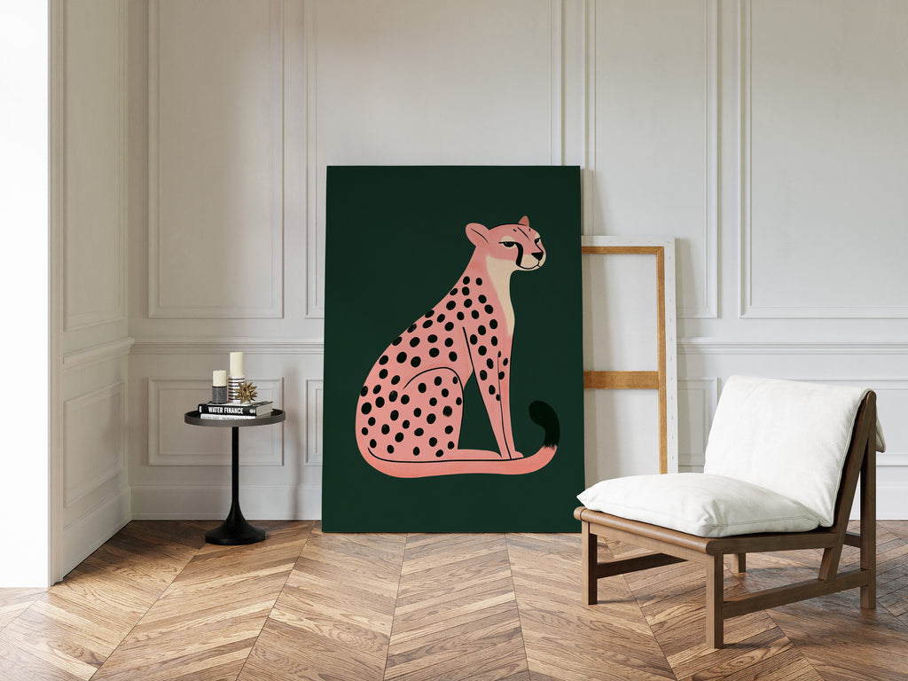 Sassy Coral Cheetah Illustration