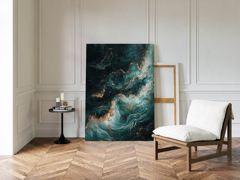 Celestial Drift in Emerald and Gold