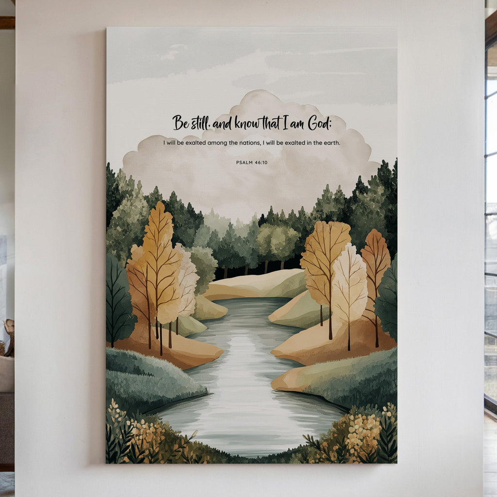 Be Still Autumn River Psalm Print