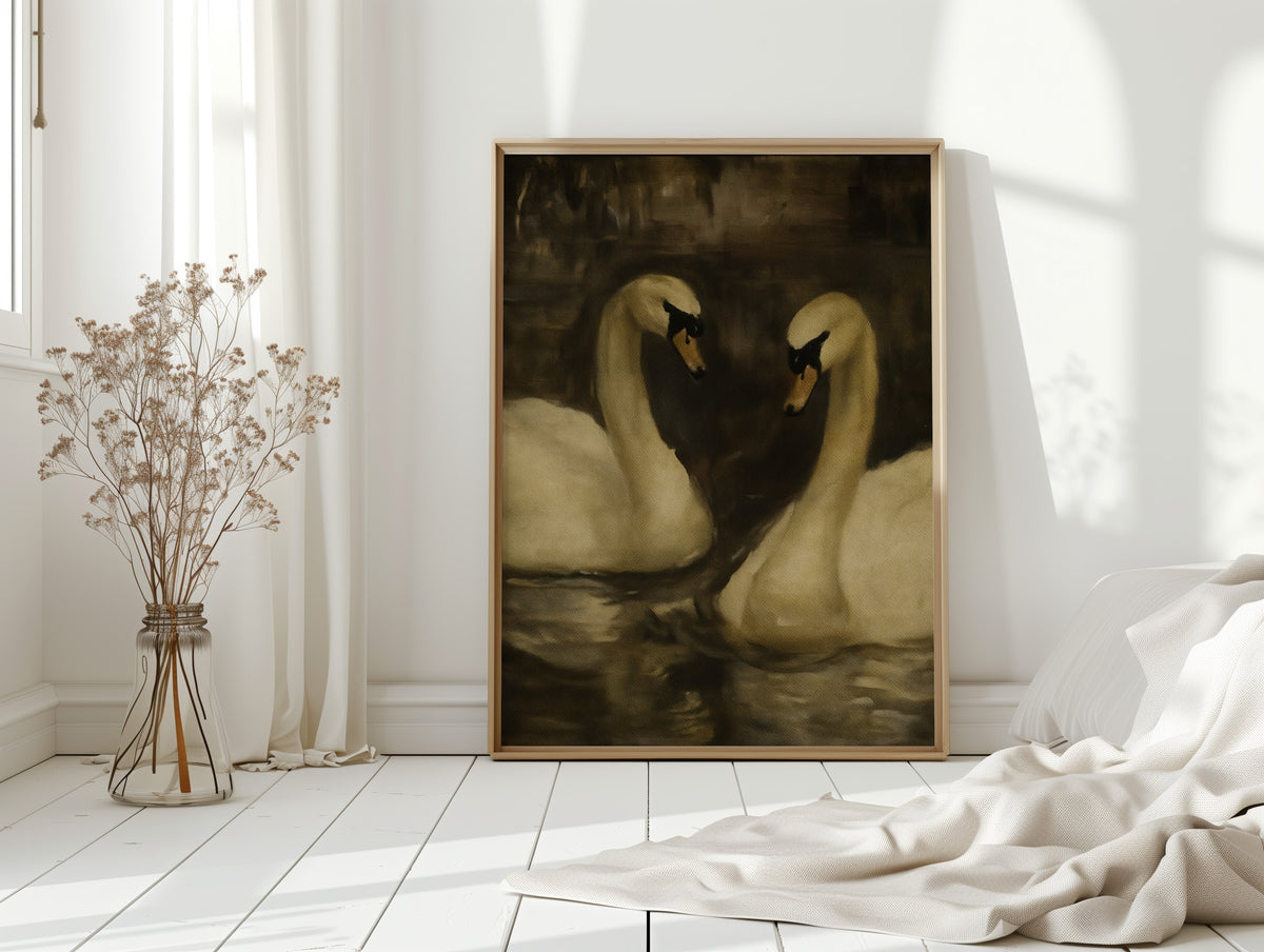 Two Swans in Quiet Reflection