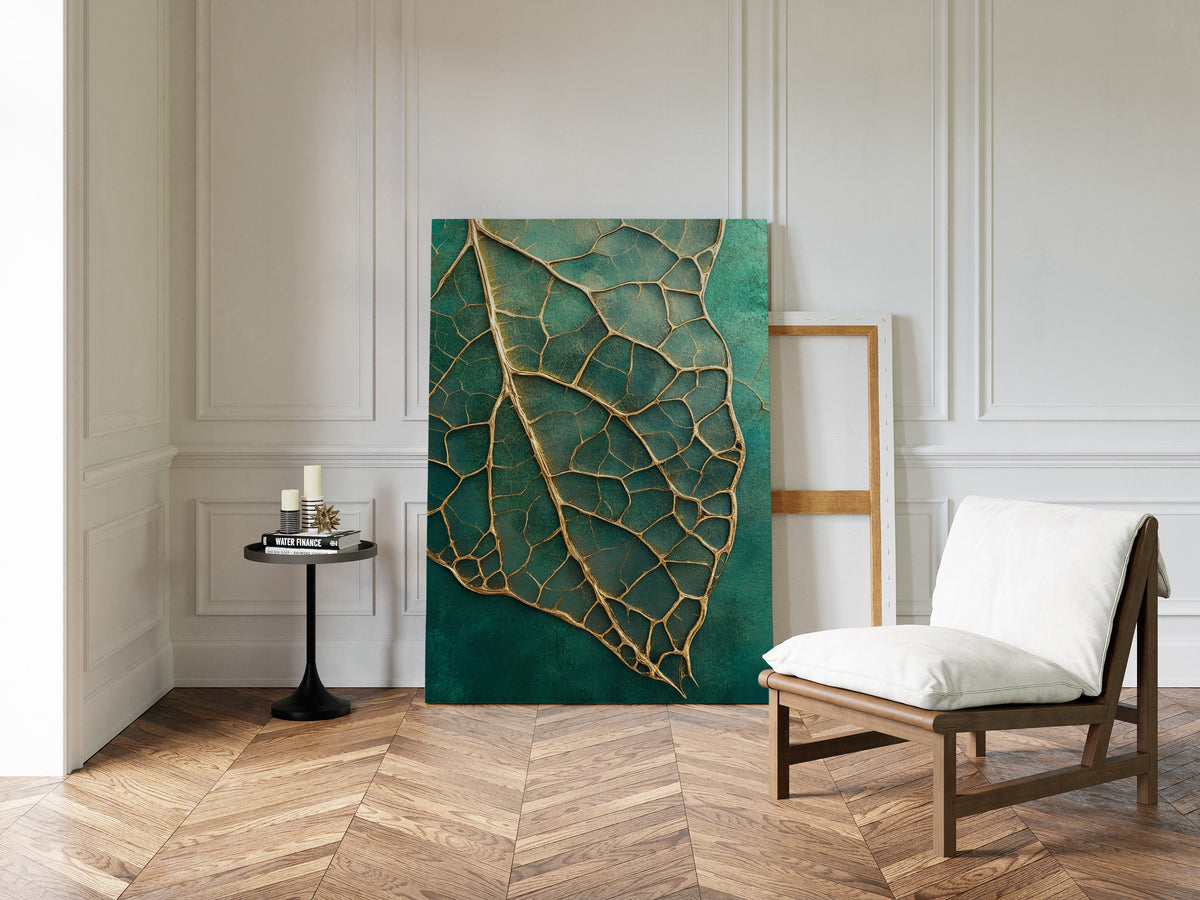 Golden Vein Leaf on Emerald