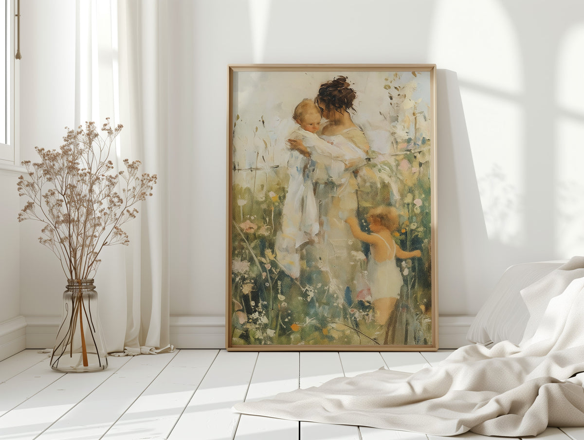 Mother and Children in the Summer Meadow