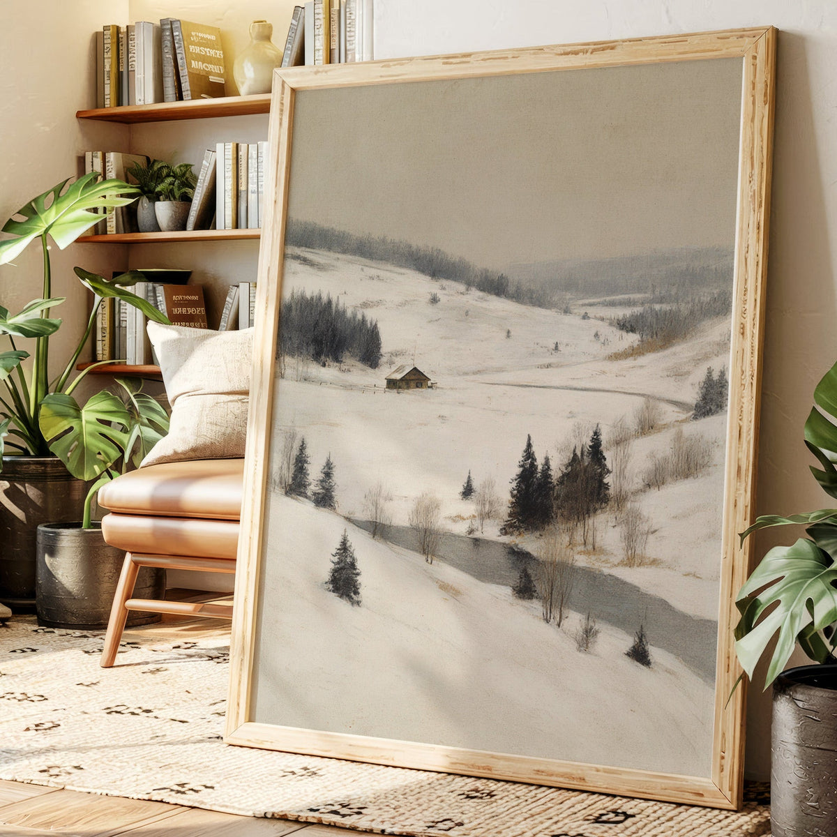 A Cabin Stands Amidst Winter's Embrace