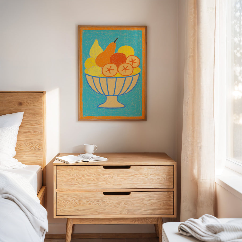 Sunny Fruit Bowl on Blue