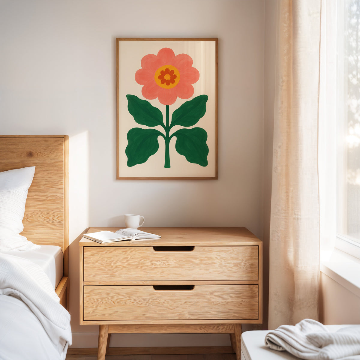 Sunny Bloom in Coral and Green